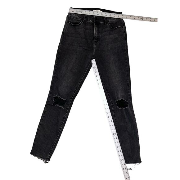Pacsun Distressed Black Wash High Rise‎ Skinny Jeans Ripped Knee Raw Hem - Picture 3 of 11